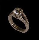 Handmade Platinum Ring with Center Diamond and 24 Smaller Diamons Along the Band